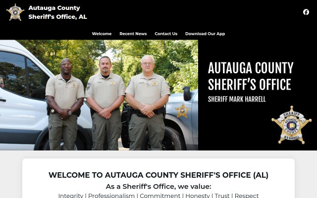 Screenshot of Autauga County Jail website