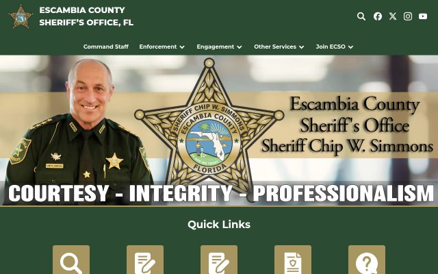 Screenshot of Escambia County Detention Center website