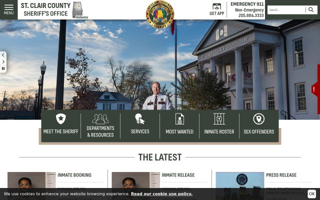 Screenshot of St. Clair County Jail website
