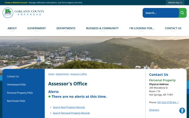 Screenshot of Garland County Detention Center website