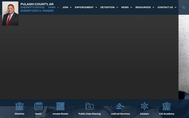 Screenshot of Pulaski County Regional Detention Facility website