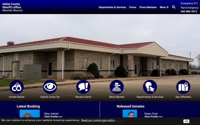 Screenshot of Saline County Detention Center website