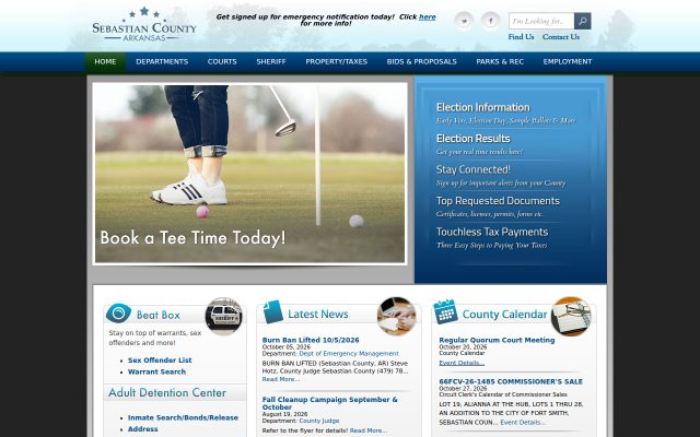 Screenshot of Sebastian County Adult Detention Center website