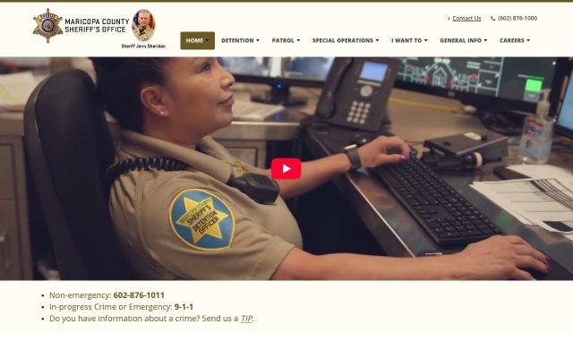 Screenshot of Maricopa County Sheriff's Office Jails website