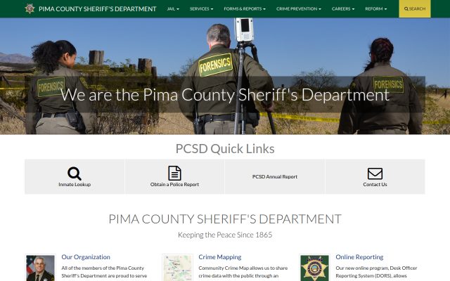 Screenshot of Pima County Adult Detention Complex website