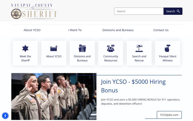 Screenshot of Yavapai County Detention Center website