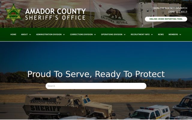 Screenshot of Amador County Jail website