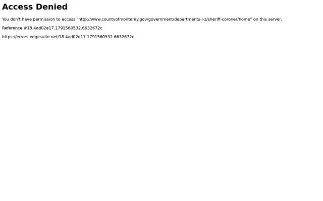 Screenshot of Monterey County Jail website