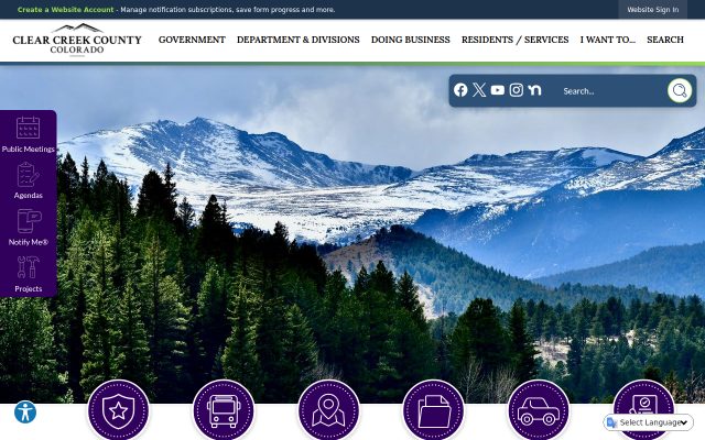 Screenshot of Clear Creek County Detention Center website