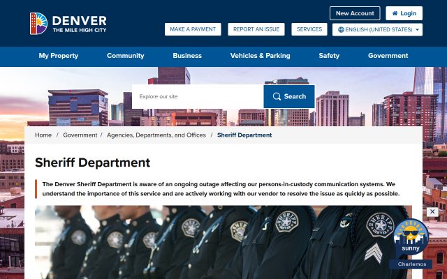 Screenshot of Denver County Jail website
