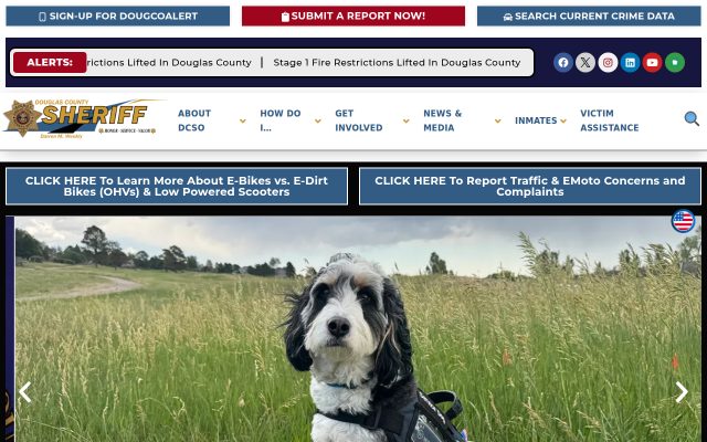 Screenshot of Douglas County Detention Facility website