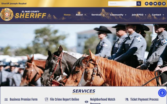 Screenshot of El Paso County Criminal Justice Center website