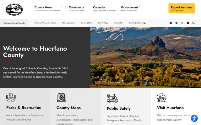 Screenshot of Huerfano County Jail website