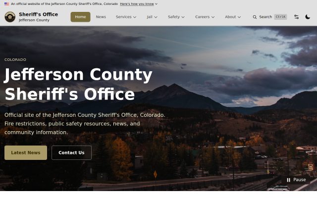 Screenshot of Jefferson County Detention Facility website