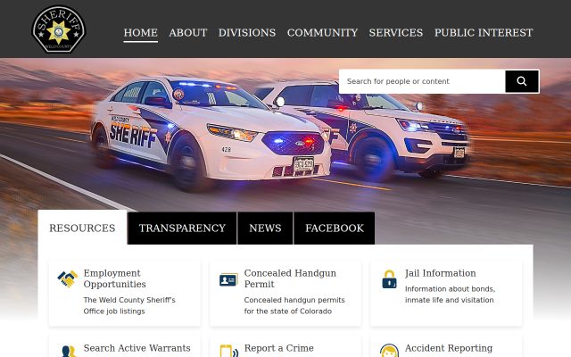 Screenshot of Weld County Jail (North Jail Complex) website