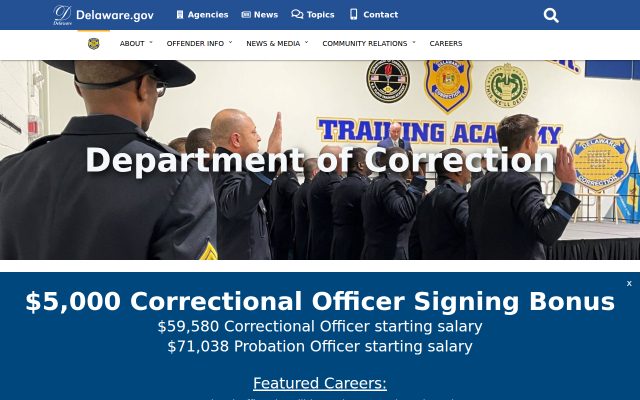 Screenshot of James T. Vaughn Correctional Center website