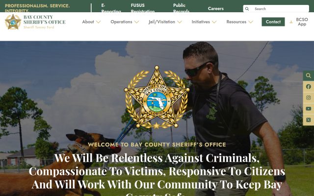 Screenshot of Bay County Jail website