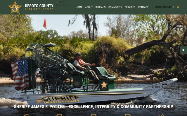 Screenshot of DeSoto County Jail website