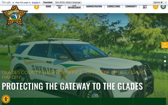 Screenshot of Glades County Detention Center website
