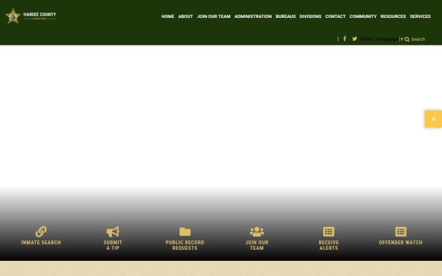 Screenshot of Hardee County Jail website