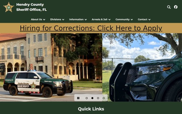 Screenshot of Hendry County Jail website