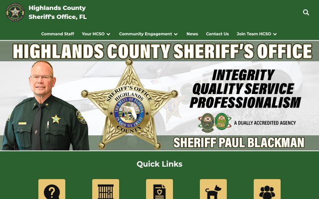 Screenshot of Highlands County Jail website