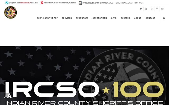 Screenshot of Indian River County Jail website