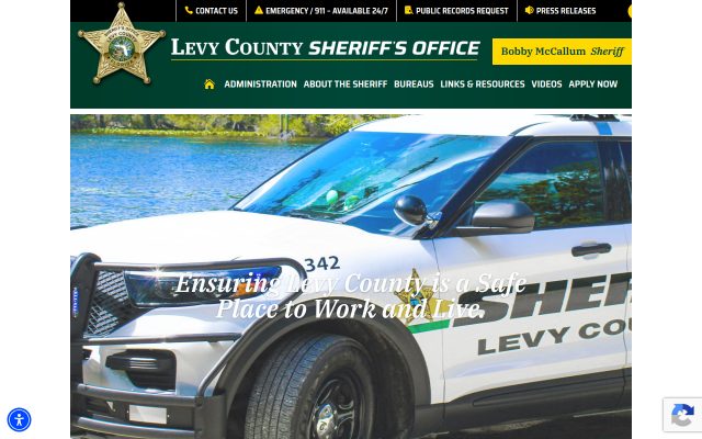 Screenshot of Levy County Jail website