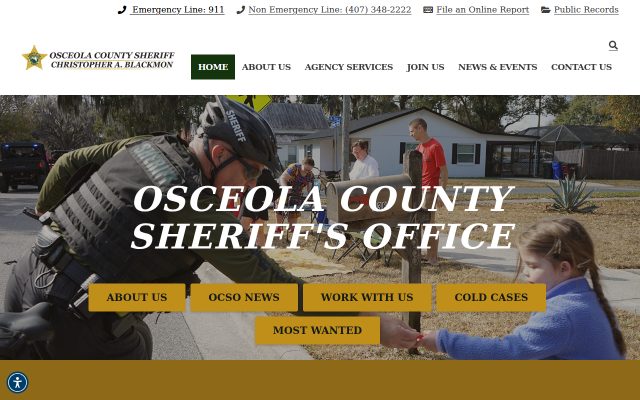 Screenshot of Osceola County Jail website