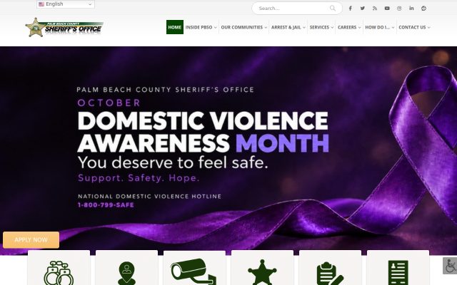 Screenshot of Palm Beach County Main Detention Center website