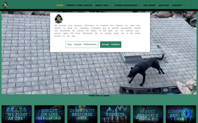 Screenshot of Pasco County Detention Center website