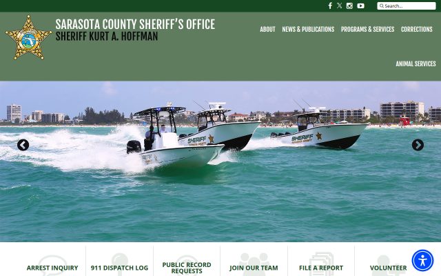 Screenshot of Sarasota County Jail website