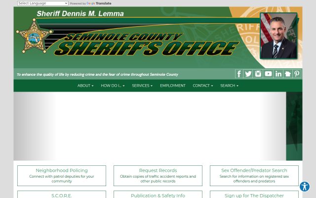 Screenshot of Seminole County John E. Polk Correctional Facility website
