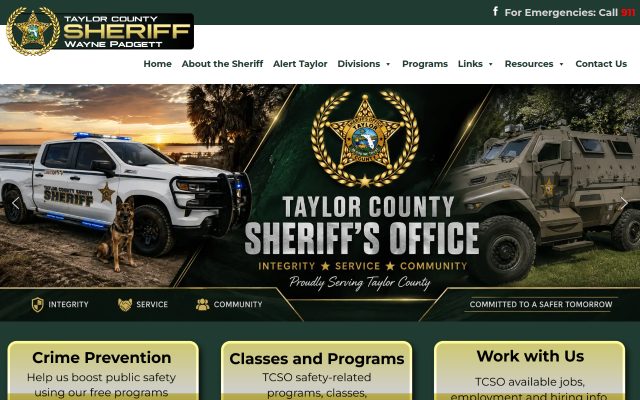Screenshot of Taylor County Jail website