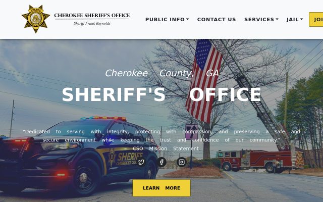 Screenshot of Cherokee County Adult Detention Center website