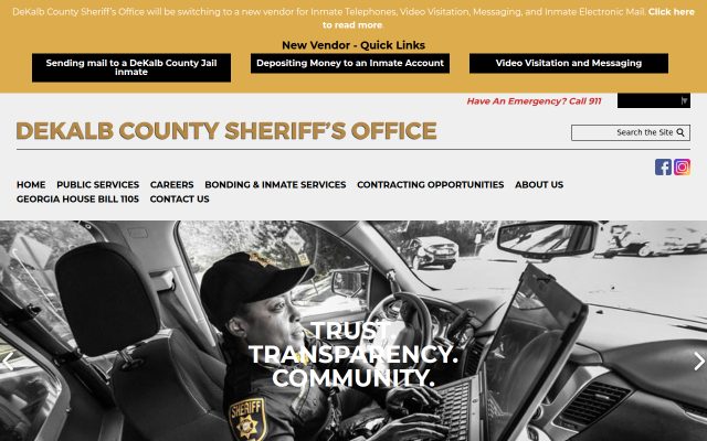 Screenshot of DeKalb County Jail website
