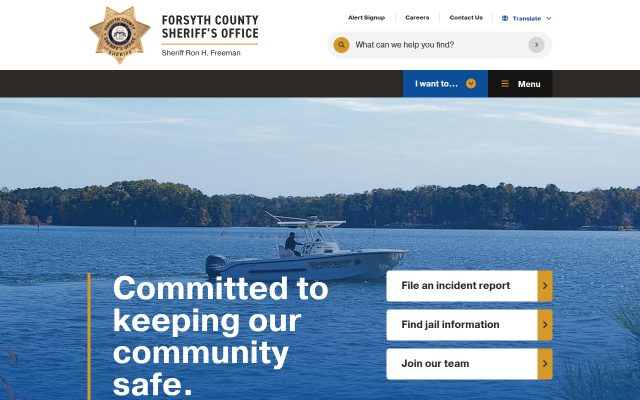 Screenshot of Forsyth County Detention Center website