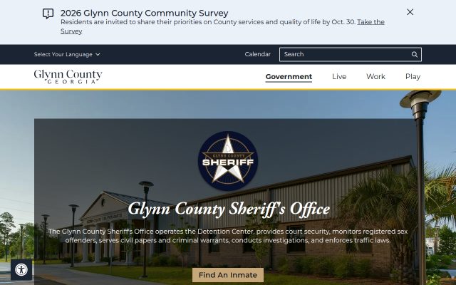 Screenshot of Glynn County Detention Center website