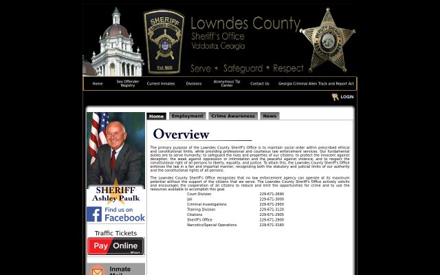 Screenshot of Lowndes County Jail website