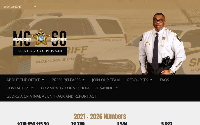 Screenshot of Muscogee County Jail website