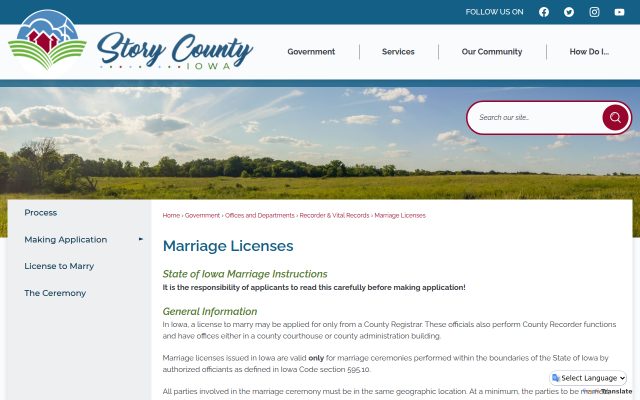 Screenshot of Story County Jail website