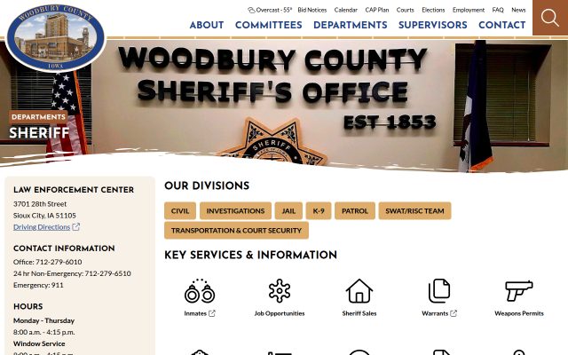 Screenshot of Woodbury County Jail website