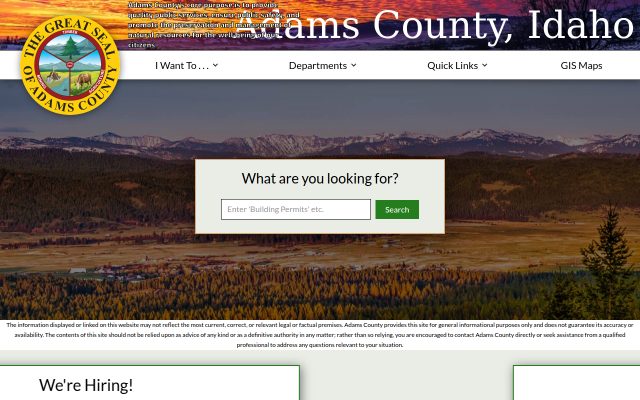 Screenshot of Adams County Jail website