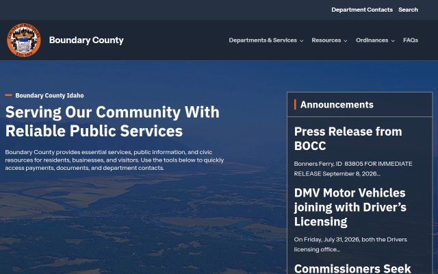 Screenshot of Boundary County Jail website