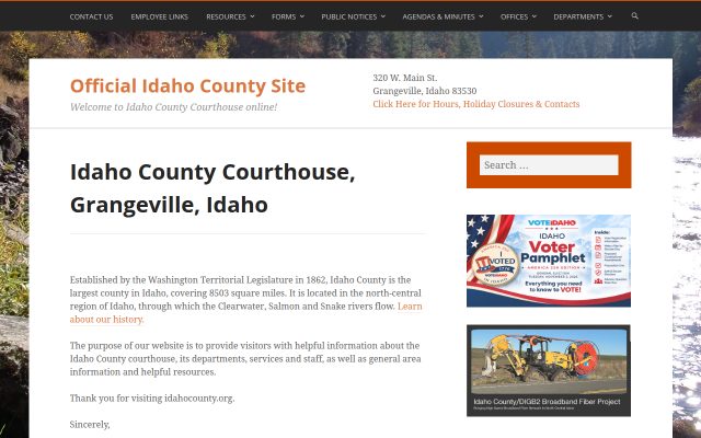 Screenshot of Idaho County Jail website