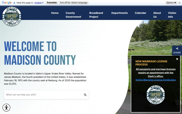 Screenshot of Madison County Jail website