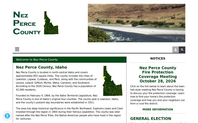 Screenshot of Nez Perce County Jail website