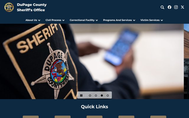 Screenshot of DuPage County Jail website