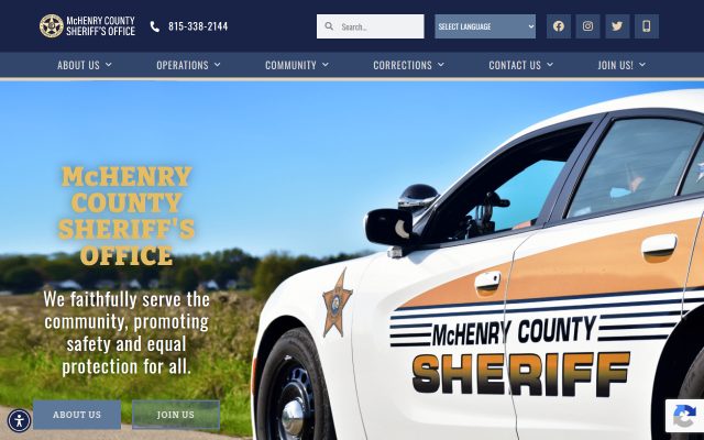 Screenshot of McHenry County Adult Correctional Facility website