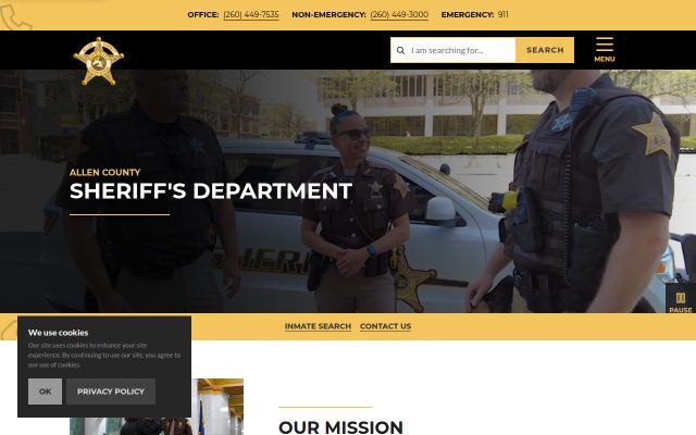 Screenshot of Allen County Jail website
